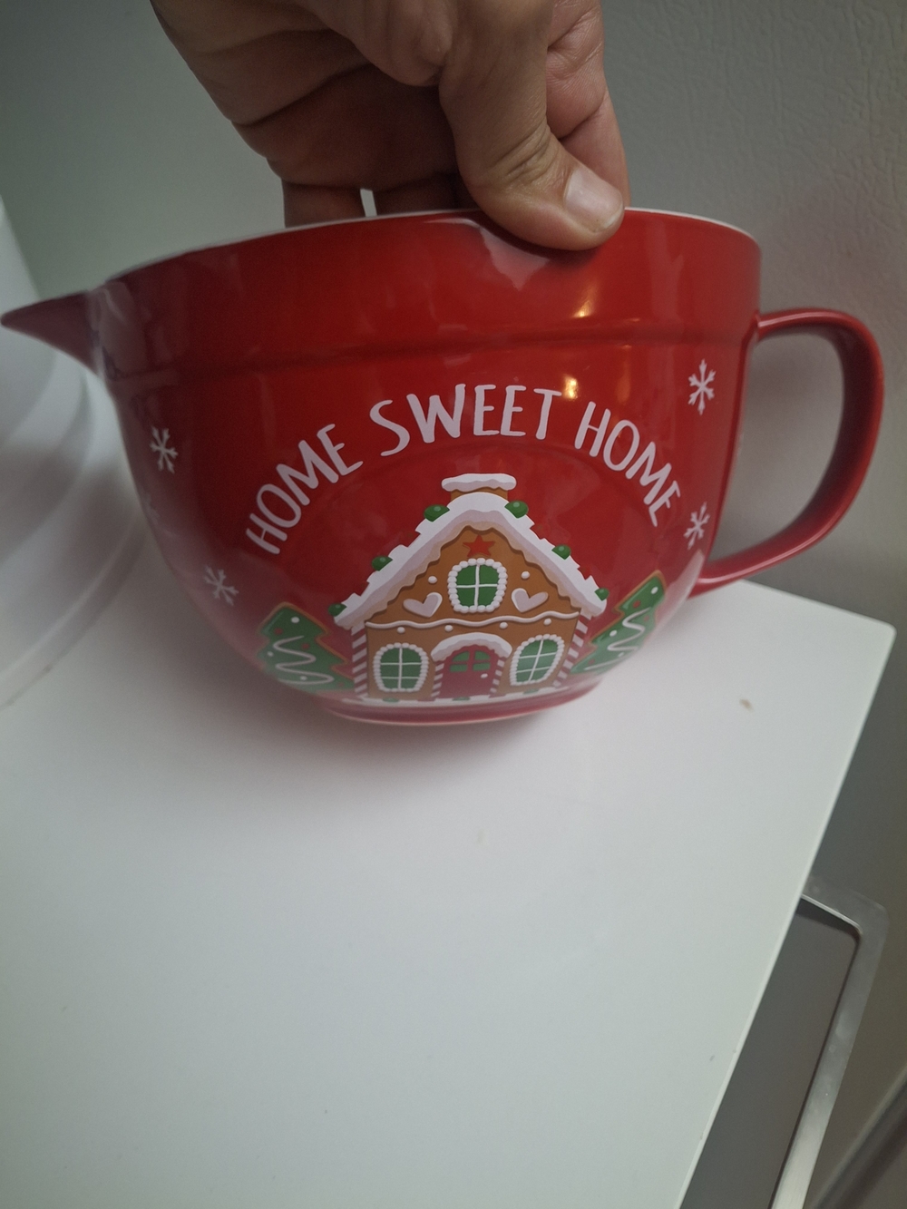 Home Sweet Home Red Holiday Mixing Bowl with Handle